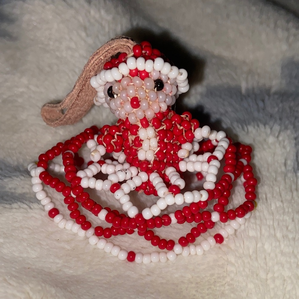 ZUNI MINI BEAD MRS CLAUS Christmas Ornament Handmade